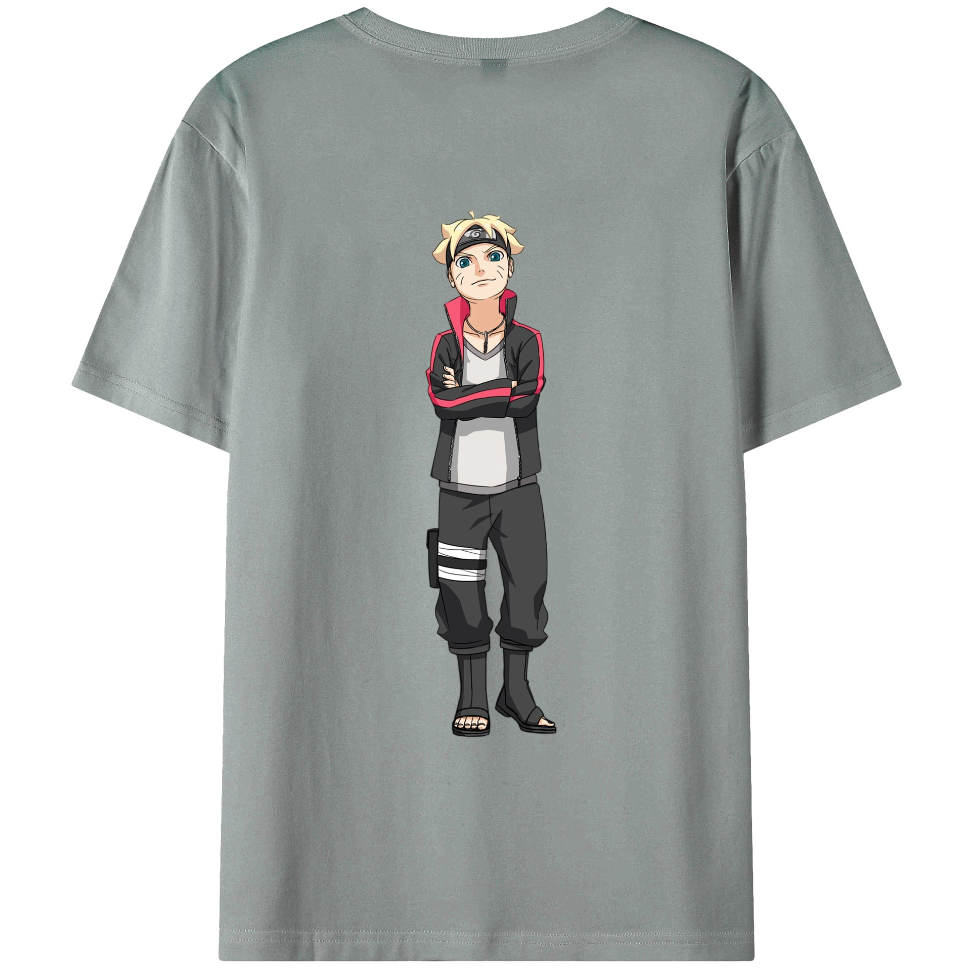 （画像用） NARUTO -ナルト- うずまき ボルト Uzumaki Boruto 綿100％ メンズ半袖Tシャツ（バックプリント） 通気性
